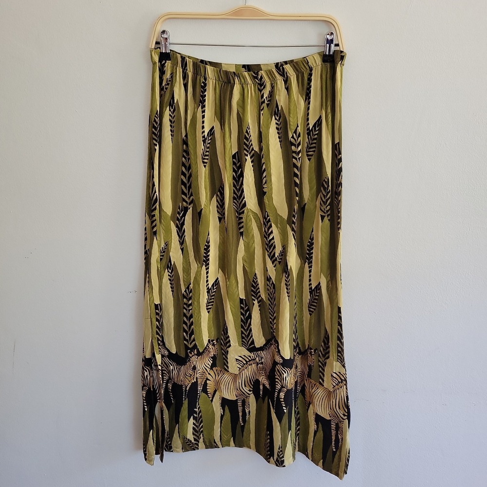 California Krush Midi Straight Skirt Large Zebra Print Pull On Boho Maximalist - Picture 2 of 10